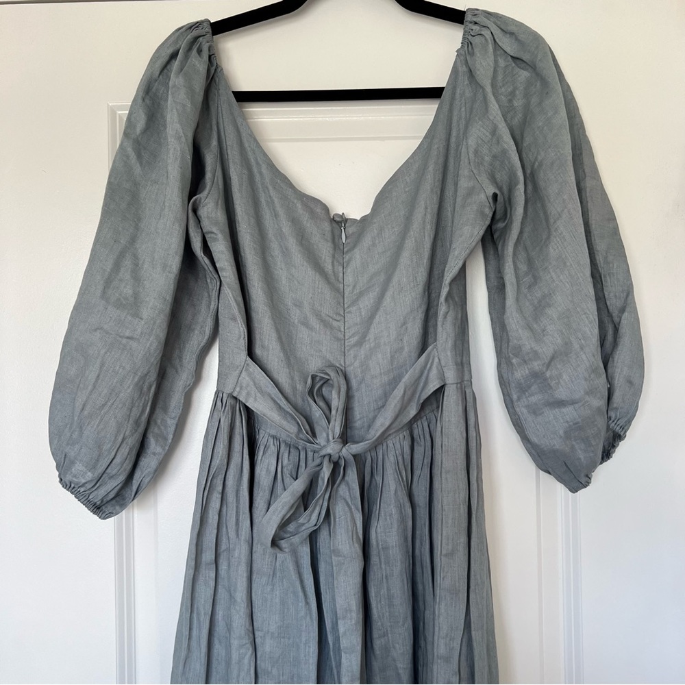 Kara Thoms Bellflower Dress in Chambray Linen- Size L - Picture 9 of 16